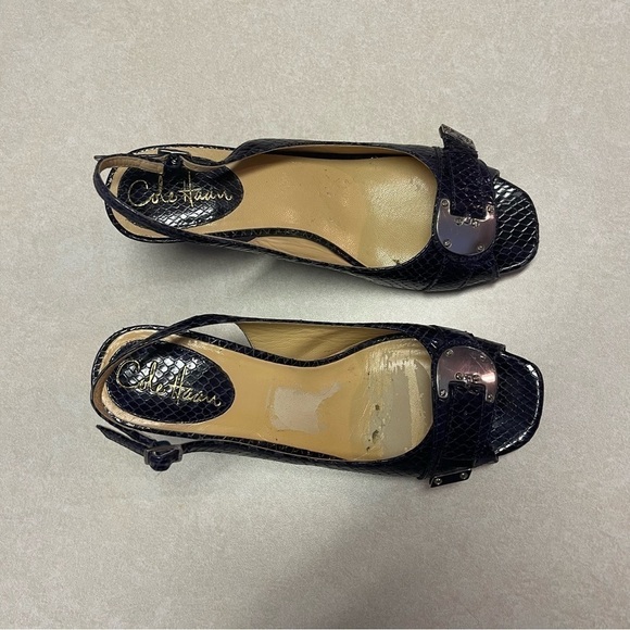 Cole Haan 7B Black Slingback Open Toe heel shoes - Picture 4 of 9